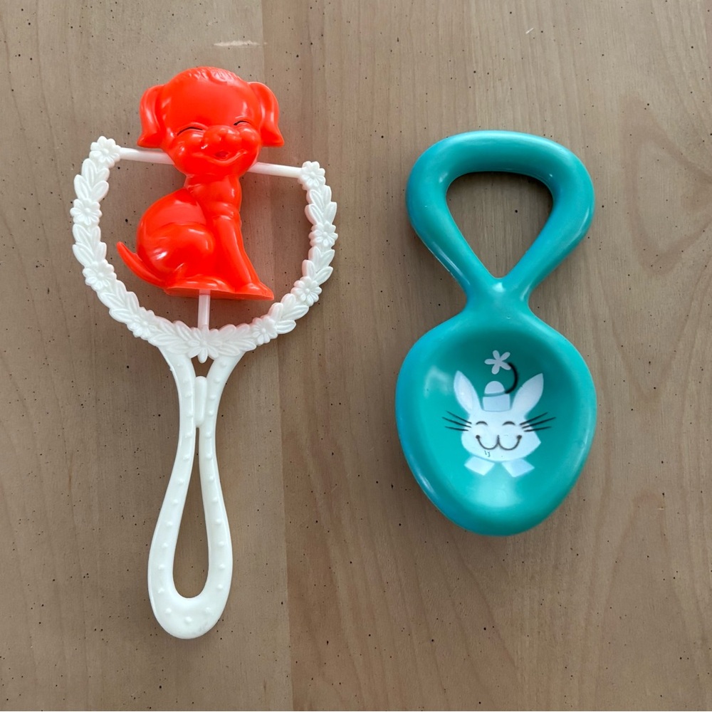Pair Of Vintage Infant Rattles. 1970’s. Good Condition. See Photos For Details.